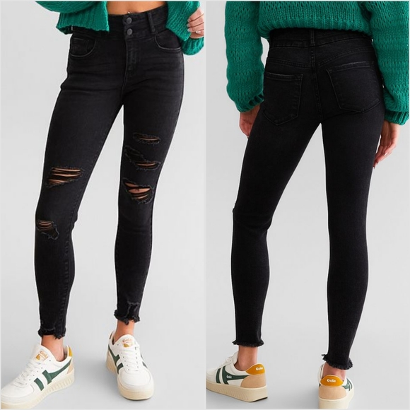 Buckle Denim - SOLD KanCan Signature for Buckle Black Ripped High Rise Skinny Jeans Sz 33/16
